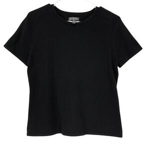 Classiques Entier Petite Black 100% Cashmere Short Sleeve Sweater Top M
